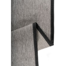 TCH Home Living Lora Gri Rengi Sisal Balık Sırtı Deseni Özel Kumaş Bordürlü Dokuma Kaymaz Taban Silinebilir Mutfak Antre Koridor Oturma Yatak Odası Salon Halı Yolluk