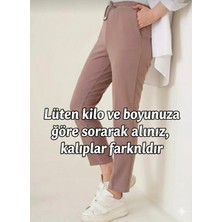 Tüccar Umut Ip Detaylı Beli Lastikli Dar Paça Vizon Pantolon
