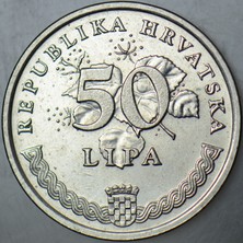Banknoting Hırvatistan 50 Lipa 1995.