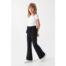 Joy Kids Kız Çocuk Bağlamalı Kumaş Pantolon (9-14YAŞ) (Siyah-Krem)