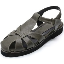 Costo Shoes Büyük Numara Kadın Sandalet Haki Iriadam