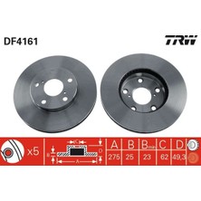 TRW Almparca Ön Fren Aynasi R4 Ii 1.8VVT-2.0 16V 00-2.0VVTI-2.4VVTI-2.0D-4D 01- 275X25X5DLXHALI
