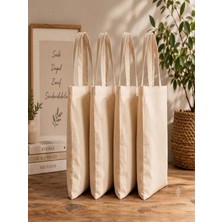 Erca Home Tekstil Ürünleri Baskısız Ham Bez Çanta Kulplu 35X45 4 Adet