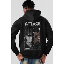 Sevbano Attack On Titan Eren Yeager Anime Sırt Baskılı Unisex Oversize Penye Hoodie