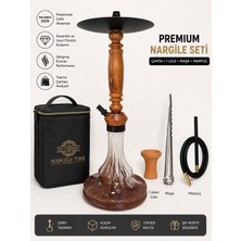 Matiat Tobacco Premium Ahşap Desenli Nargile Seti – Çanta Hediyeli | Lüle + Maşa + Marpuç Dahil | Özel Cam Şişe