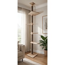 Pechi Skyclimb Premium – Yerden Tavana Ahşap Kedi Tırmalama ve Tırmanma Direği