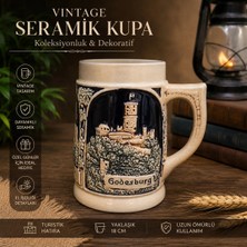Evvel Zaman Antik Vintage Alman Seramik Bira Kupası – Godesburg Kabartmalı Koleksiyonluk Kupa