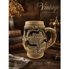 Evvel Zaman Antik Vintage Kapaklı Seramik Bira Kupası – Almanya/lüksemburg Temalı Koleksiyonluk