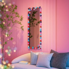 Klubeconcept Kendinden Yapışkanlı 120X40 cm Çiçekli Dekoratif Duvar Aynası Kolay Montaj