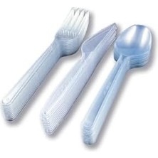 Belirtilmemiş Sert Kalın Plastik Çatal - - Kaşık - 1. Kalite Lüks Şeffaf Çatal-Kaşık- 3’lü Set