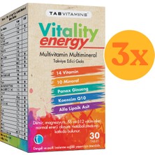 Tabvitamins Vitality Energy Multivitamin Multimineral 30 Tablet - 3 Adet (Toplam 90 Tablet) - Dezenfektan Hediyeli (%72 Alkol)