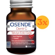 Osende Demir C 60 Kapsül - 3 Adet (Toplam 180 Kapsül) - Dezenfektan Hediyeli (%72 Alkol)