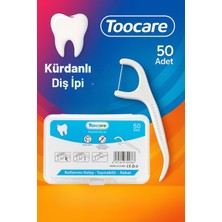 Toocare Premium Kalite Aromasız Sade 50 Adet Kürdanlı Diş İpi Ekstra Ferah Nefes Temizleyici
