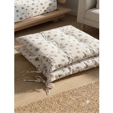 Erca Home Tekstil Ürünleri Boncuk Elyaf Dolgulu Ranforce Pamuklu Kumaş 2 Adet Sandalye Minderi 45 x 45 Beyaz