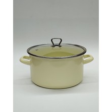Gizem Emaye Düz Derin Yoğurt Tenceresi 24 cm 5,8 Litre Sarı