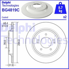 Delphi Almparca Arka Fren Diski Dolu Tip - Kaplamali Hyundai I30 1.4l G4LD 17- / Ioniq EM09 EM10 120HP 136HP Elec Tric 16-22 / Kia Xceed 1.6l D4FE G4LK 7 Vites 19- 284 Çap x 5 Bijon - Takım Disk Idır