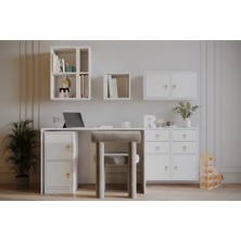 Vivense Minimalist Çalışma Masası, 6 Kapak 4 Çekmece