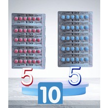 Pandia KOB_RÂ_130_MG 6'lı x 10 Dizi ( 5 Mavi - 5 Kırmızı ) Erkeklere_özel Avantajlı Set GEÇIKTIRIÇI_LI60_HAP_SÜPER Etki Geç_gelmeye Yardımcı ve SERTLESTIRIÇ_I60_CIÂLIS4_LIFTÂ4_VIÂGRÂ4_20MG_5_100