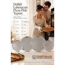 Transformacion 4'lü Set Delikli Pizza Tepsisi, 17cm ve 22cm Paslanmaz Çelik Lahmacun Pide Tabağı, Kişisel Porsiyon Çıtır Pişirme Seti 721570