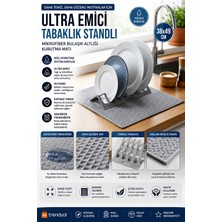 ÇARŞI HANEM Çarşı Hanem Ultra Emici Standlı Tabaklık Kurutma Matı Tezgâhınızı Kuru ve Düzenli Tutun