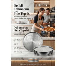 Transformacion 6 Lı  Paslanmaz Çelik Pizza-Lahmacun Tepsisi – Delikli Tasarım ile Mükemmel Pişirme  28 cm 722230