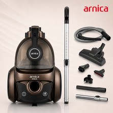 Arnica Mika Torbasız Süpürge Kahverengi | Yüksek Emiş Gücü, Enerji Tasarruflu 750W Motor, Hepa Filtre, Kolay Temizlik