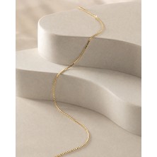 Sarezza Gold 14 Ayar Altın Küp Zincir Kolye Zarif Günlük Kolye 50 cm