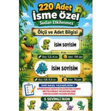 Cabuk Baskı Dinozor Desenli Kişiye Özel Isim Etiketi Seti 220 Adet Sudan Etkilenmez Defter Kalem Okul Etiketi
