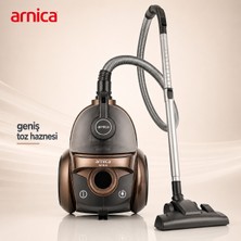 Arnica Mika Kahverengi Torbasız Elektrikli Süpürge | Hepa Filtreli, Güçlü Vakum Performansı, Geniş Toz Haznesi, 750W