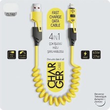 Anka Cep Cep Telefonu Aksesuarları Oppo Reno5 Lite 4in1 Type-C 65W To Usb-A + Type-C To Lightning 27W Hızlı Şarj Kablosu CL160