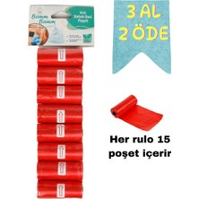 Bamm Bamm Kirli Bebek Bezi Poşeti Çanta Boy Kırmızı 8 Rulo (120 Adet)