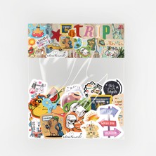 Baprile Tatil ve Seyahat Temalı Sticker Paketi 30 Parça Su Geçirmez Travel Valiz Laptop Termos Telefon Etiket Seti