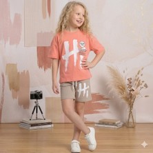 Erca Home Tekstil Ürünleri Pamuklu Şort Tişört Yazlık Takım 6Y,4Y,8Y,10Y,12Y Kız