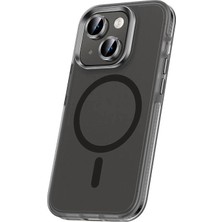 Apple iPhone 15 Plus Kılıf Airbagli M-Safe Wireless Şarj Özellikli Lens Koruyuculu Zore Klaptika Kapak