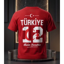 Tagon Türkiye 12 Numara Taraftar Tişörtü – %100 Pamuk Kırmızı Milli Takım Tişörtü