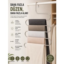 ÇARŞI HANEM Çarşı Hanem 1 Adet Metal 5 Katlı Dolap Içi Pantolon Eşarp Şal Askısı Çoklu Askılık Dekoratif Akıllı Askı