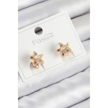 Belirtilmemiş Pirinç Zirkon Taşlı Yıldız Model Gold Renk Çocuk Küpe