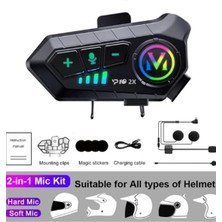 Belirtilmemiş ﻿Y10 2x Motosiklet Kask Intercom Çift Eşleşme Rgb Işıklı Bluetooth Kulaklık 5,3