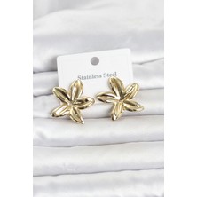 Belirtilmemiş 316L Çelik Gold Renk Lotus Çiçeği Model Kadın Küpe