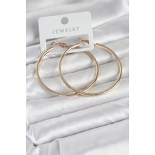 Belirtilmemiş Gold Renk Pirinç Köşeli Kenar Halka 54 mm Kadın Küpe