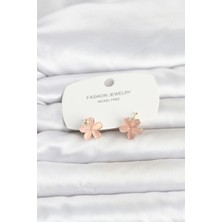Belirtilmemiş Pirinç Gold Renk Pembe Çiçek Model Çocuk Küpe