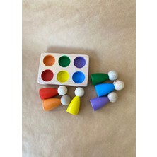Tiny Wood Ahşap Peg Bebek Renk Eşleştirme Oyuncağı – 6’lı Peg Tabla – Montessori Duyusal Oyuncak