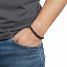 Parmas Design Hasır Örgü Çelik 6mm Zincir Erkek Maskülen Hediye Bileklik 01852