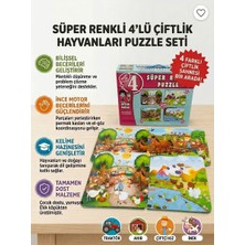 The Monarch Co Süper Renkli 4'lü Çiftlik Hayvanları Eğitici Eva Puzzle Seti - Çocuk Gelişim Yapbozu