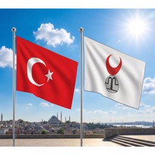 Punto Dizayn Altınordu Devleti Bayrağı ve Alpaka Kumaş Türk Bayrağı 2'li Set 70x105cm