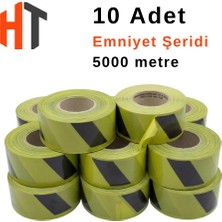 Hayat Trafik Emniyet Şeridi Sarı-Siyah Ikaz Bandı 10'lu Set 5000 mt