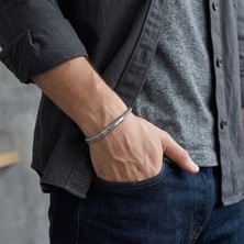 Parmas Design Hasır Örgü Model Çelik Zincir Erkek Hediye Maskülen Bileklik 01853