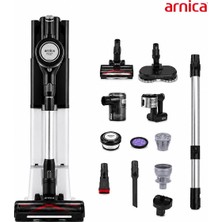 Arnica Solara Tower Şarjlı Dik Süpürge Otomatik Toz Boşaltma Istasyonlu Kablosuz Süpürge Yüksek Emiş Gücü Çoklu Filtre Sistemi