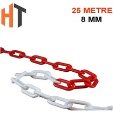 Hayat Trafik Plastik Zincir Kırmızı-Beyaz (Kalın 8mm) 25 Metre