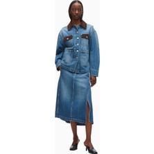 3.1 Phillip Lim Denim Ranch Kontrast Kadife Detaylı Kadın Ceket